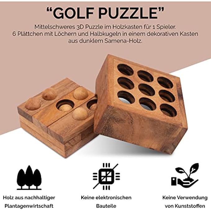 GOLF PUZZLE - 3D PUZZLE - THINKING GAME - PUZZLE GAME - PATIENCE GAME - LOGIC GAME MADE OF WOOD - Image 2
